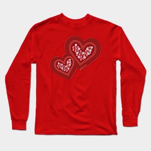 Double Hearts With Rhinestones Long Sleeve T-Shirt